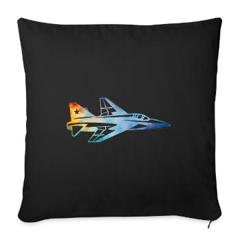 Fighter aircraft - Sofa pillowcase 17,3'' x 17,3'' (45 x 45 cm) - black - Front