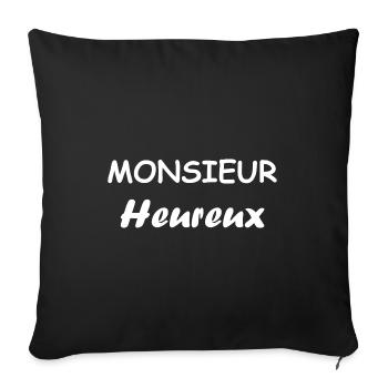 Monsieur Heureux - Housse de coussin décorative 45 x 45 cm - noir - Devant
