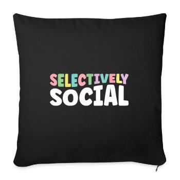 Dictons sociaux sélectifs pour les introvertis - Housse de coussin décorative 45 x 45 cm - noir - Devant