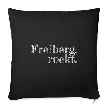 Freiberg rockt - Textdesign mit Stadtnamen - Sofakissenbezug 45 x 45 cm - Schwarz - Vorne