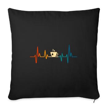 Ecg Heartbeat Graphic Tea Drinking Tea Lover Tea B - Sofakissenbezug 45 x 45 cm - Schwarz - Vorne