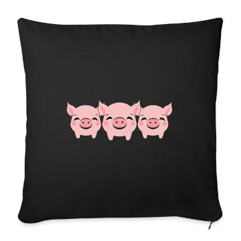 cochon - Housse de coussin décorative 45 x 45 cm - noir - Devant