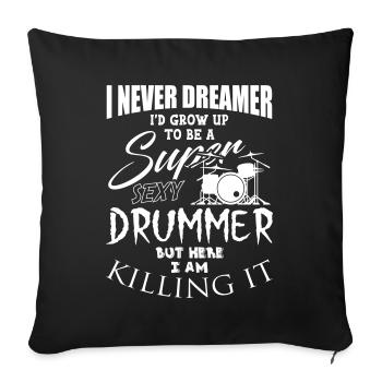 Musique de batterie - Housse de coussin décorative 45 x 45 cm - noir - Devant
