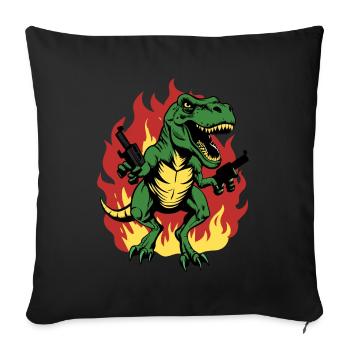 Mad T-Rex Dinosaur Roaring - Sofa pillowcase 17,3'' x 17,3'' (45 x 45 cm) - black - Front
