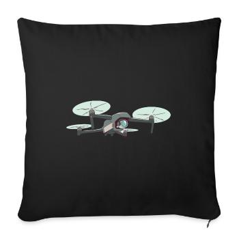 Retro Graphic Drone Flying Quadcopter Pilot RC Dro - Sofa pillowcase 17,3'' x 17,3'' (45 x 45 cm) - black - Front