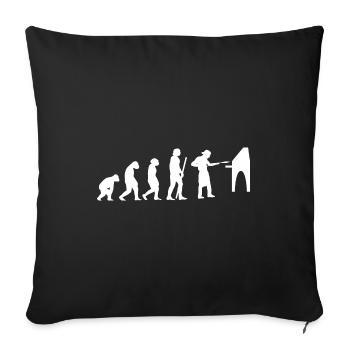 Human Evolution Pizza Delivery Guy Eating Pizza It - Sofakissenbezug 45 x 45 cm - Schwarz - Vorne