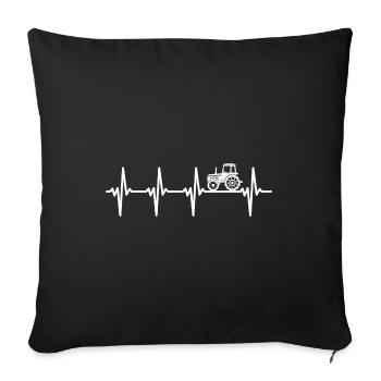 Tracteur Heartbeat Idée de cadeau agricole Farm Tr - Housse de coussin décorative 45 x 45 cm - noir - Devant