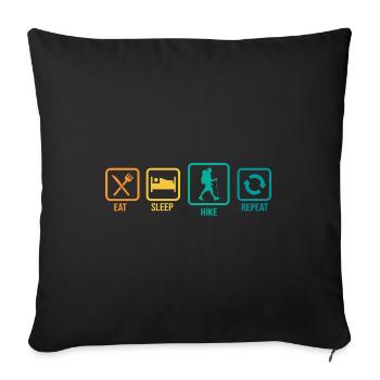 Eat Sleep Hike Repeat Trekking Mountaineering Hiki - Sofakissenbezug 45 x 45 cm - Schwarz - Vorne