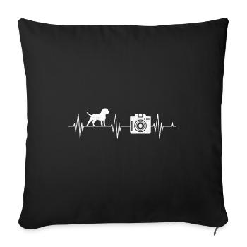 Amoureux des chiens photographie battement de cœur photographe chiens - Housse de coussin décorative 45 x 45 cm - noir - Devant