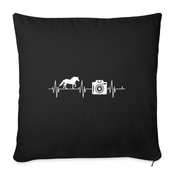 Horse Photography Horseback Riding Heartbeat Photo - Sofa pillowcase 17,3'' x 17,3'' (45 x 45 cm) - black - Front