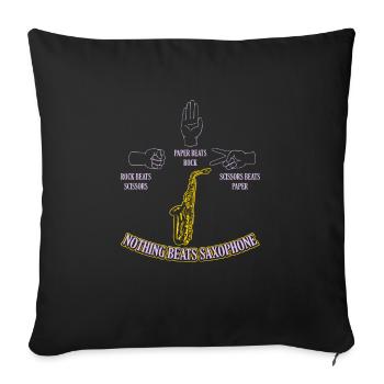 Ciseaux Pierre papier saxophone cadeau saxophone - Housse de coussin décorative 45 x 45 cm - noir - Devant
