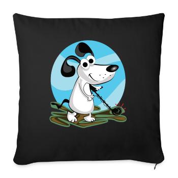 Comic dog probes with metal detector - Sofa pillowcase 17,3'' x 17,3'' (45 x 45 cm) - black - Front