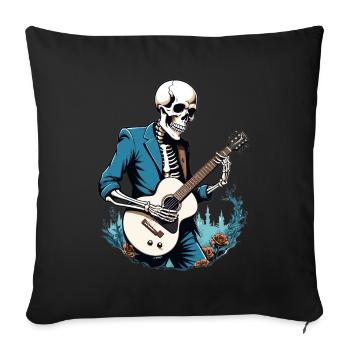 Squelette avec guitare - Housse de coussin décorative 45 x 45 cm - noir - Devant