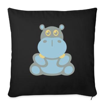 Hippopotame (hippopotame) - Housse de coussin décorative 45 x 45 cm - noir - Devant