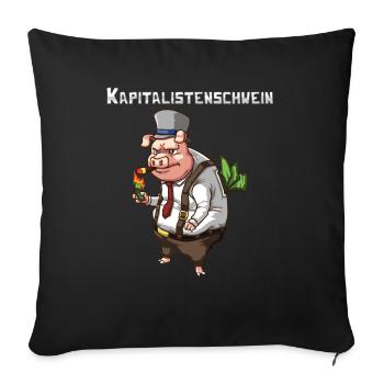 Capitaliste cochon argent capitalisme tirelire - Housse de coussin décorative 45 x 45 cm - noir - Devant