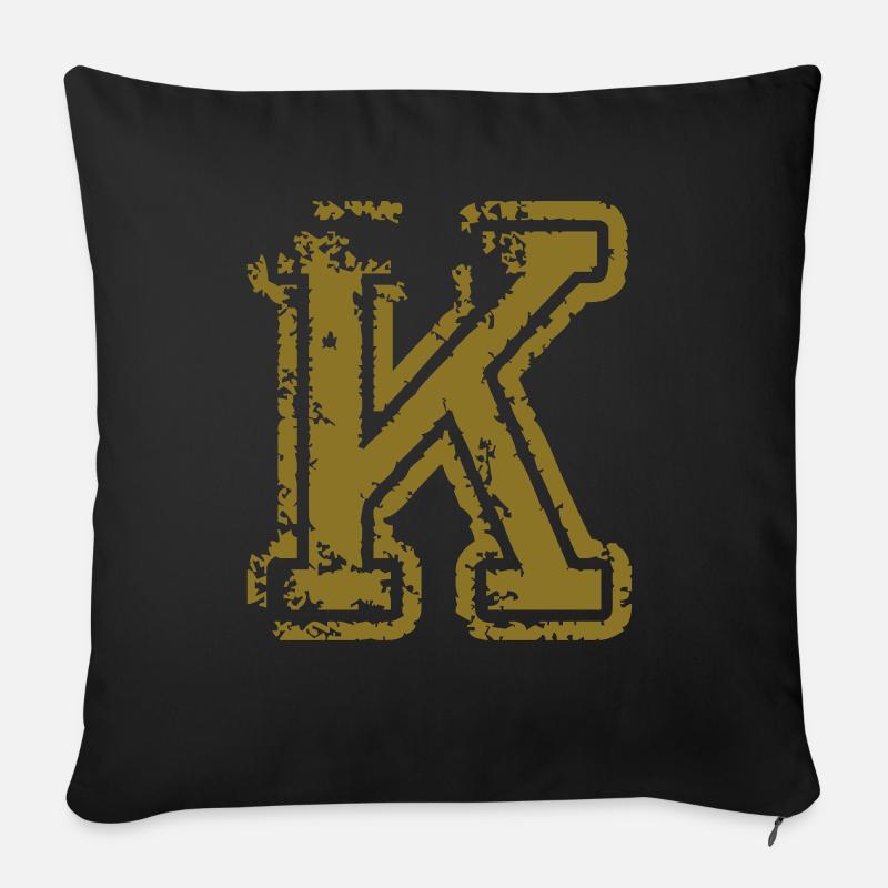 K - Buchstabe - Sofakissenbezug 45 x 45 cm - Schwarz