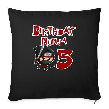 5th Birthday Ninja 5 - Sofa pillowcase 17,3'' x 17,3'' (45 x 45 cm) - black - Front