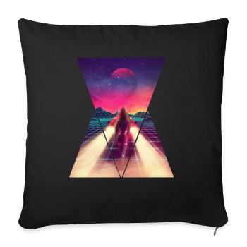 Voiture rétro 80 - Housse de coussin décorative 45 x 45 cm - noir - Devant