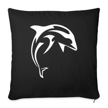 Dolphin dolphins - Sofa pillowcase 17,3'' x 17,3'' (45 x 45 cm) - black - Front