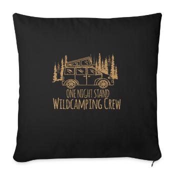 Wildcamping Crew - Für Spontancamper - Sofakissenbezug 45 x 45 cm - Schwarz - Vorne
