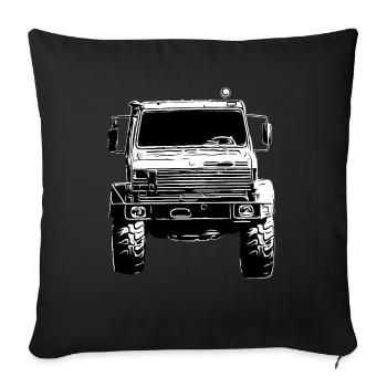 Unimog, commercial vehicle, truck, Unimog 406, tractor - Sofa pillowcase 17,3'' x 17,3'' (45 x 45 cm) - black - Front