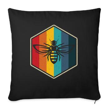 Bee retro hexagon beekeeping beekeeper - Sofa pillowcase 17,3'' x 17,3'' (45 x 45 cm) - black - Front