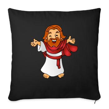 Jesus as a comic book gift gift idea - Sofa pillowcase 17,3'' x 17,3'' (45 x 45 cm) - black - Front
