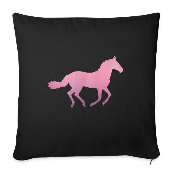 Cheval rose en course Amateurs de chevaux - Housse de coussin décorative 45 x 45 cm - noir - Devant