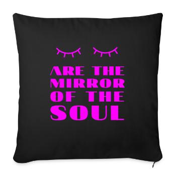 Tshirt Woodstock Hippie Yeux Sont Mirroir de Seul - Housse de coussin décorative 45 x 45 cm - noir - Devant