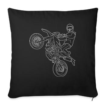 Supermoto / Supermotard / Supermoto Wheelie - Sofa pillowcase 17,3'' x 17,3'' (45 x 45 cm) - black - Front