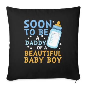 Soon to be a Daddy of a Boy - Sofa pillowcase 17,3'' x 17,3'' (45 x 45 cm) - black - Front