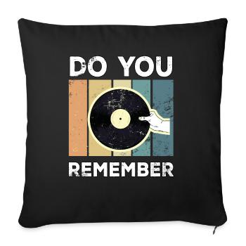 Vinyl Vintage Retro Record Player - Sofa pillowcase 17,3'' x 17,3'' (45 x 45 cm) - black - Front
