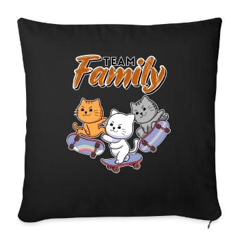 équipe famille chat skateboard bachelorette bière - Housse de coussin décorative 45 x 45 cm - noir - Devant