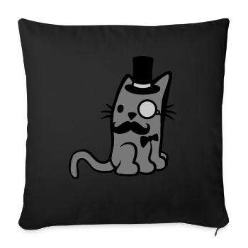 Monocle glasses Mr. Cat - Sofa pillowcase 17,3'' x 17,3'' (45 x 45 cm) - black - Front