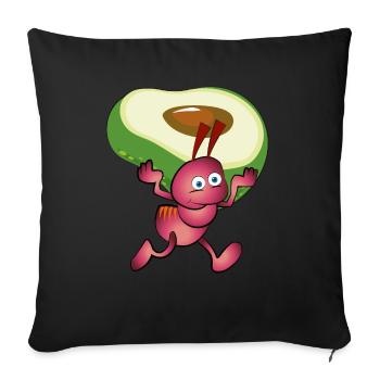 Red ant with an avocado - Sofa pillowcase 17,3'' x 17,3'' (45 x 45 cm) - black - Front