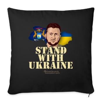 Ukraine Michigan Fahnen Porträt Selenskyj - Sofakissenbezug 45 x 45 cm - Schwarz - Vorne
