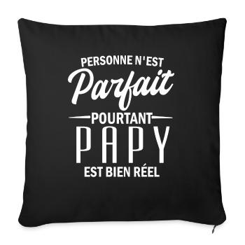 mon papy est parfait / cadeau humour enfant - Housse de coussin décorative 45 x 45 cm - noir - Devant