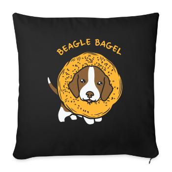 Dog Beagle Bagel Funny Animal Puns - Sofa pillowcase 17,3'' x 17,3'' (45 x 45 cm) - black - Front