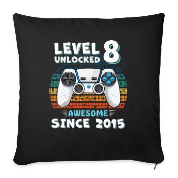 Eight 8yr BDay Son Boy Funny Gamer 8th Birthday - Housse de coussin décorative 45 x 45 cm - noir - Devant
