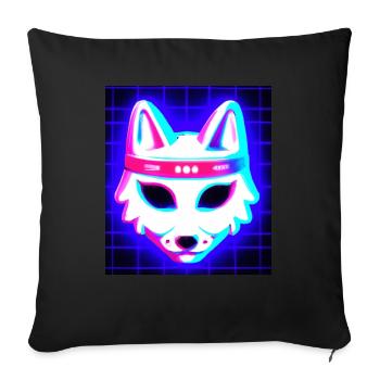Kitsun Vaporwave Japanische Kami Vaporwave Kitsune - Sofakissenbezug 45 x 45 cm - Schwarz - Vorne