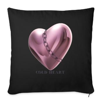 Kaltes Herz 3D mit Kette rosé und coldheart hinten - Sofakissenbezug 45 x 45 cm - Schwarz - Vorne