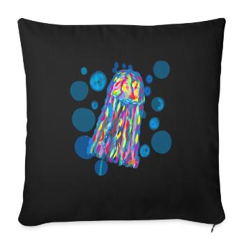 Méduses colorées - Housse de coussin décorative 45 x 45 cm - noir - Devant