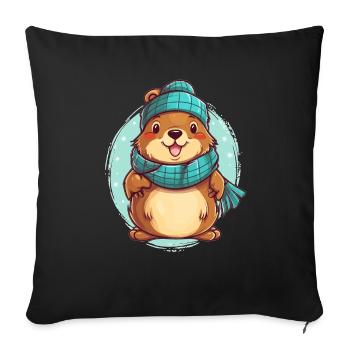 Loutre douillette - Housse de coussin décorative 45 x 45 cm - noir - Devant