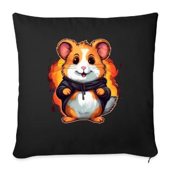 Mignon hamster - Housse de coussin décorative 45 x 45 cm - noir - Devant
