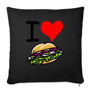 Lecker Bismarckbrötchen - I Love Bismarck Herz - Sofakissenbezug 45 x 45 cm - Schwarz - Vorne