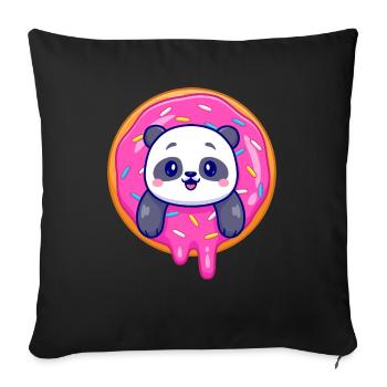 Cute panda baby and a cute dounate - Sofa pillowcase 17,3'' x 17,3'' (45 x 45 cm) - black - Front
