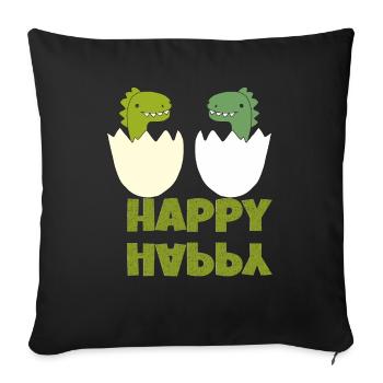 Dinos Happy - Sofa pillowcase 17,3'' x 17,3'' (45 x 45 cm) - black - Front