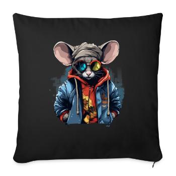Urban Rodent: Streetwise Mouse Vibes - Housse de coussin décorative 45 x 45 cm - noir - Devant