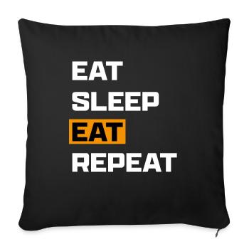 Eat Sleep Eat Repeat White - Sofa pillowcase 17,3'' x 17,3'' (45 x 45 cm) - black - Front