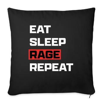 Eat Sleep Rage Repeat White - Sofakissenbezug 45 x 45 cm - Schwarz - Vorne